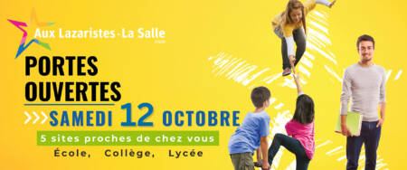 Bannière de la journée portes ouvertes de l'école, les collèges et les lycées Aux Lazaristes La Salle, prévue le Samedi 12 Octobre 2024 de 9h à 12h30